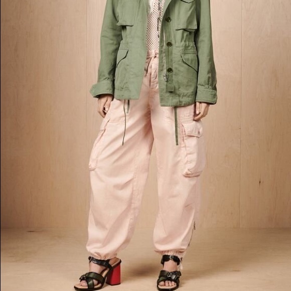 Zara SRPLS Cargo Pants High Waist Pink Pastel Button Fly Lyocell NWT New M - Picture 4 of 8